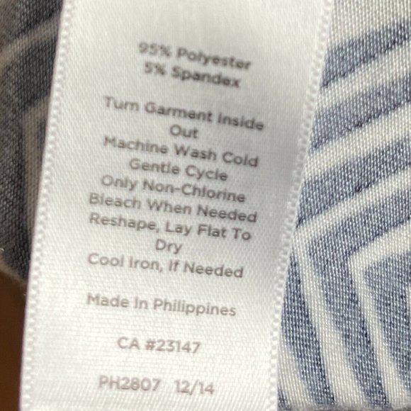 Talbots Sleeveless Chevron Stripe Maxi Dress Stretch Navy Blue White Size Medium - Picture 8 of 9